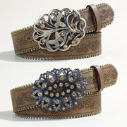 Youth Punk Leather Belt with Snap Buckle