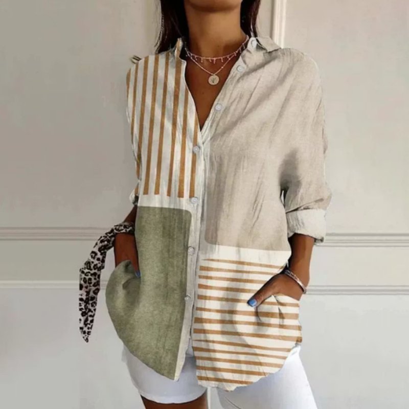 Relaxed Fit Patchwork Blouse for Women