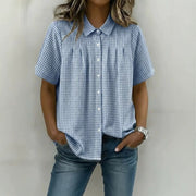Casual Plaid Short-sleeve Shirt for Women