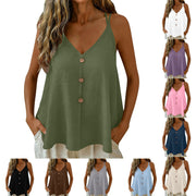 Women's Solid Vest with Adjustable Straps and Decorative Buttons