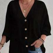 Loose Fit Plus-Size V-Neck Shirt for Women