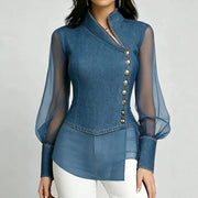 Asymmetrical Lace Long-sleeve Top for Women