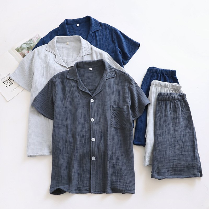 Japanese-Style Crepe Pajama Set with Shorts
