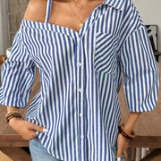 Blue Striped Commuter Shirt for Women