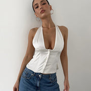 Sexy Halter Neck Waist Cincher Top
