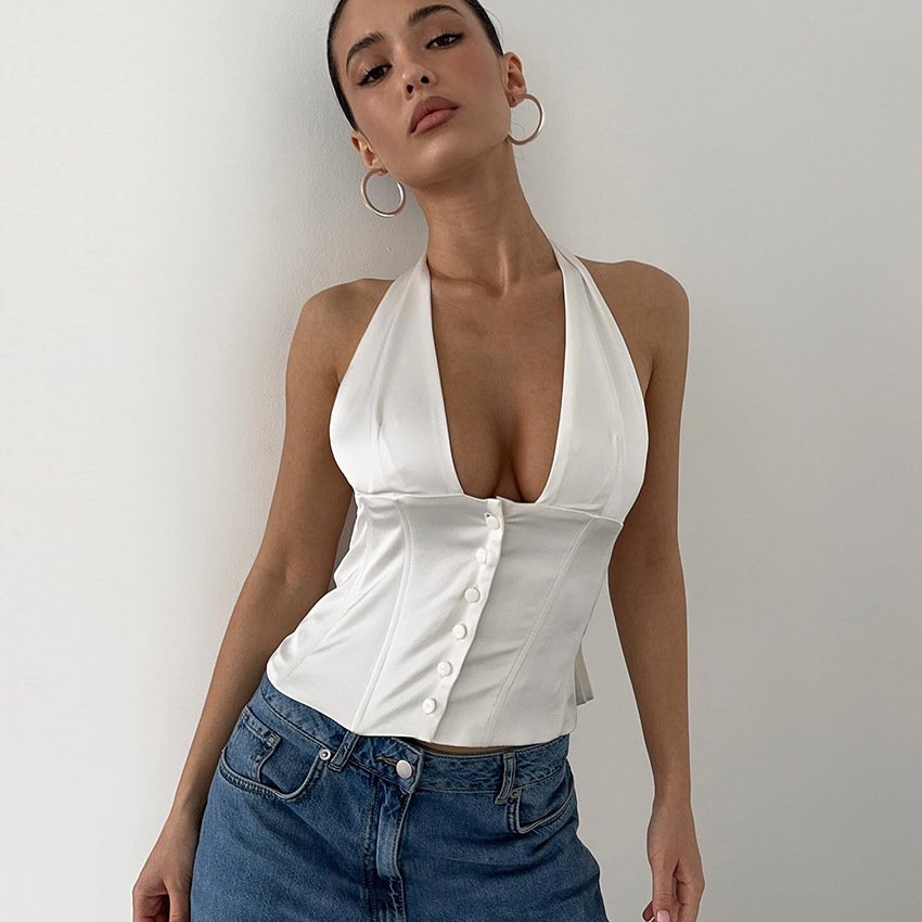 Sexy Halter Neck Waist Cincher Top