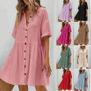 Casual Women's Midi Dress with Button Details