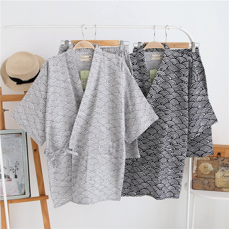 Men's Cotton Gauze Pajama Set with Shorts