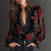 Elegant Gold Velvet Blouse for Women