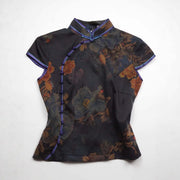 Vintage Chinese Floral Print Slim-fit Shirt