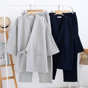 Cozy Autumn Loungewear Set for Men - Pure Cotton Kimono & Long Pants