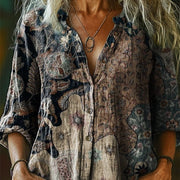 Vintage Floral Art Print Blouse