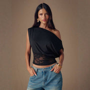 Lace Panelled Waist Cinching Top for Women