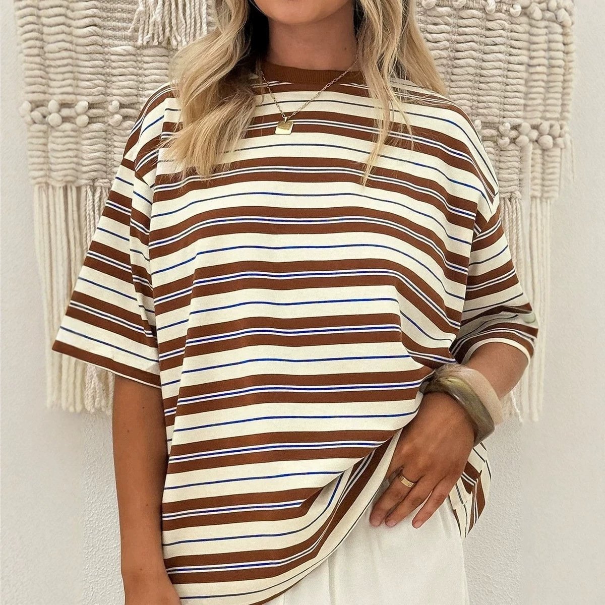 Summer Striped Pullover Tops for Women