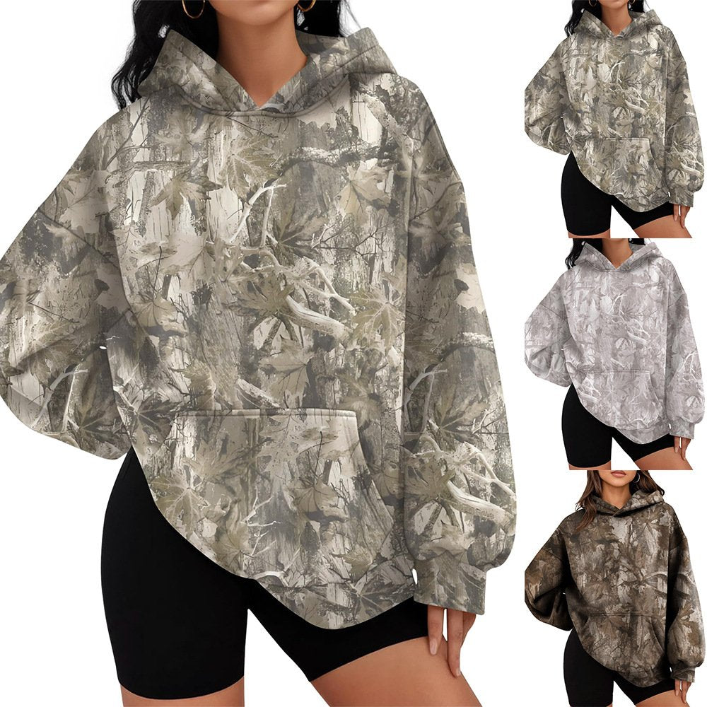 Relaxed Fit Hoodie with Branch Print