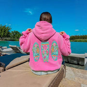 Cozy Floral Hoodie for Women - Drop-Shoulder Design