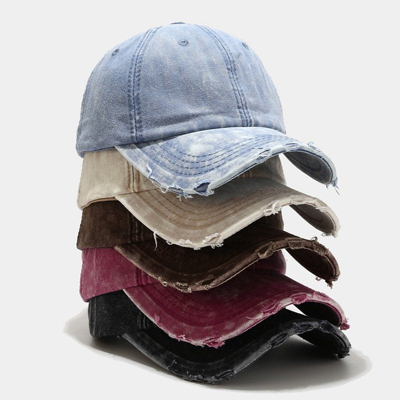 Denim Blue Baseball Cap for Women - Distressed Style