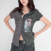 Gothic Graphic Short Sleeve Tops for Women