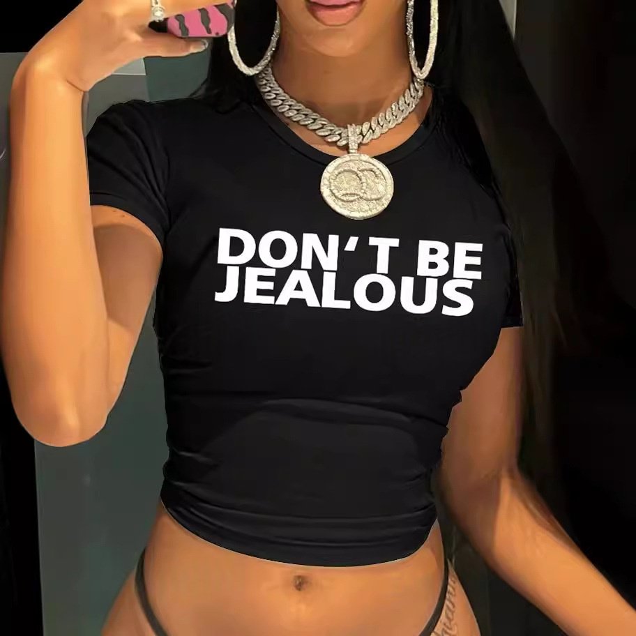 Slim Fit Black Letter Print T-Shirt