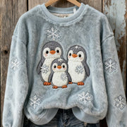 Digital Print Flannel Crew Neck Sweatshirt