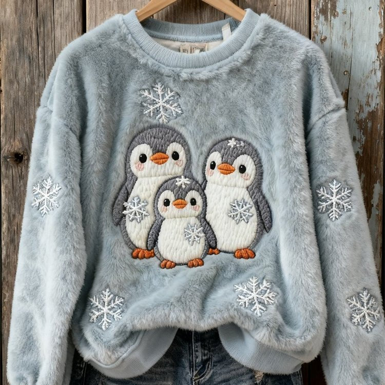 Digital Print Flannel Crew Neck Sweatshirt