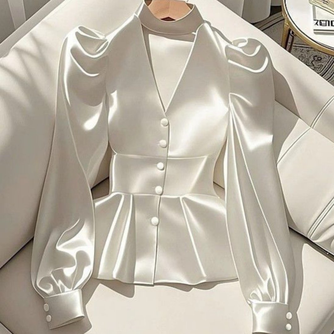 Women's Satin Long-sleeve Blouse