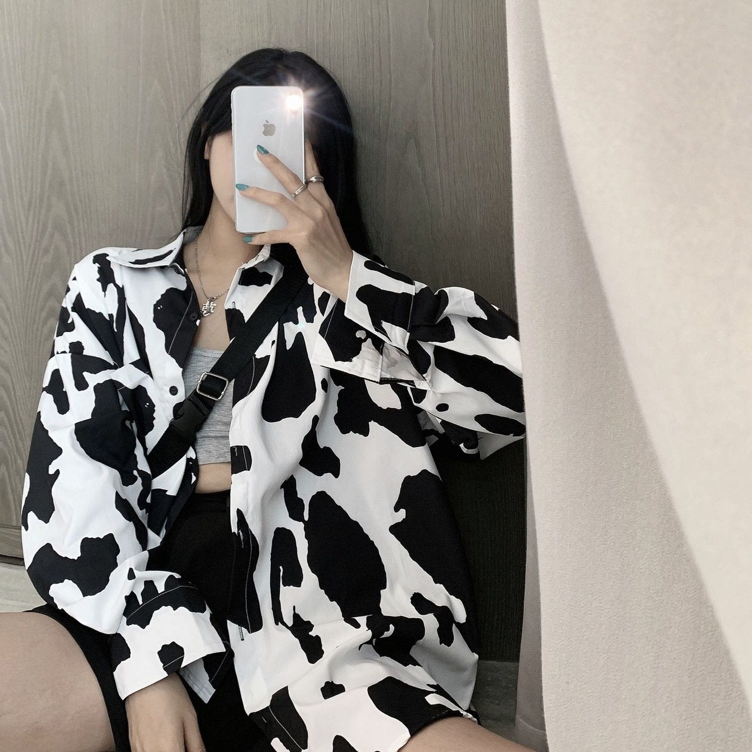 Fall Mid-Length Leopard Print Blouse for Women