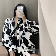 Fall Mid-Length Leopard Print Blouse for Women