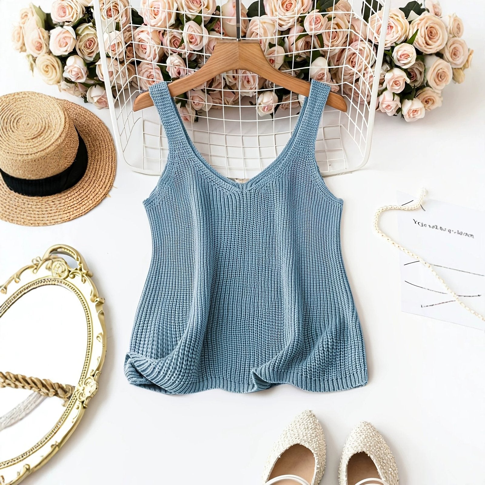 Plus-Size Peacock Blue V-Neck Sweater