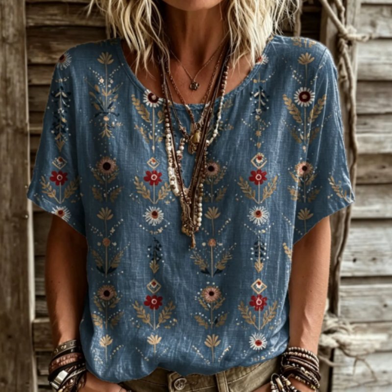 Boho Floral Summer Tee for Women