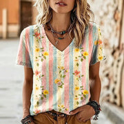 Loose-fit Casual V-neck Tee for Women