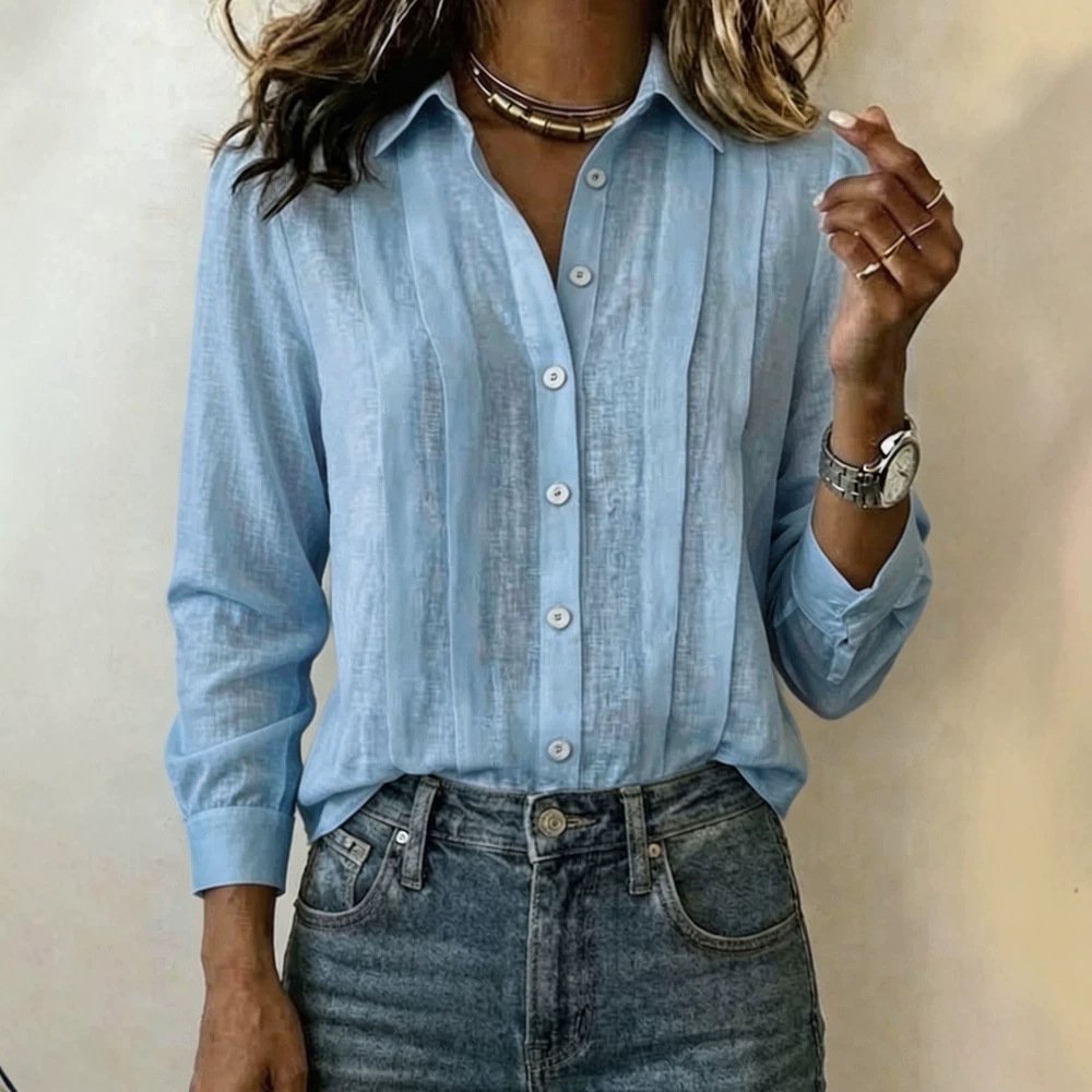 Casual Patchwork Long-sleeve Shirt for Women