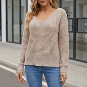 Sexy V-Neck Backless Knit Sweater for Women