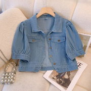 Wrap-around Coat & Short Sleeve Blouse Set