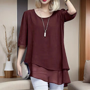 Loose Fit Plus Size Crew Neck Top for Women