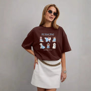 Cartoon Geometric Print Top for Women
