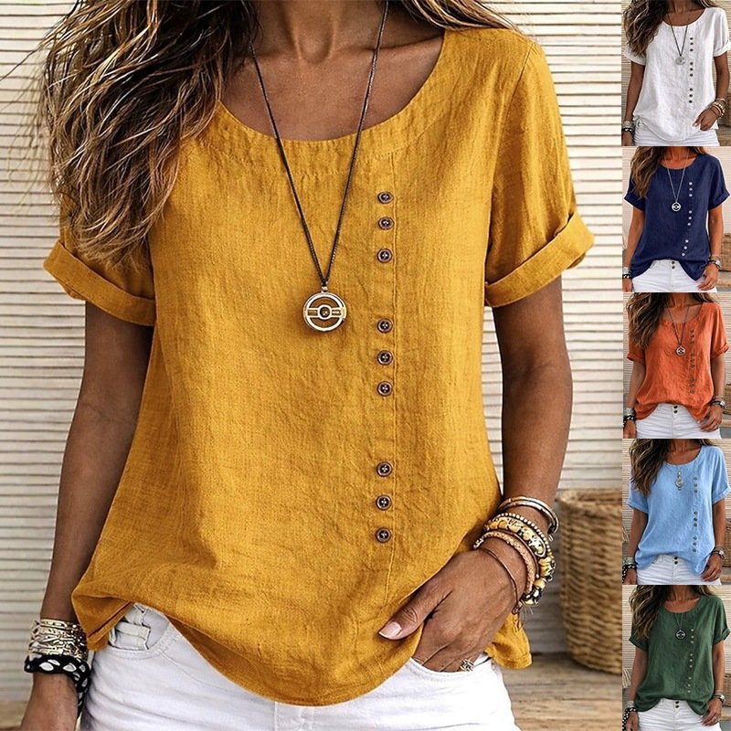 Relaxed Fit Short Sleeve Tops for Women