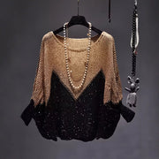Color-Block Knit Pullover Top for Women