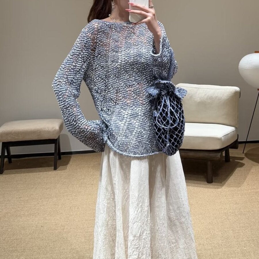 Relaxed Fit Knit Top with Elegant Cutouts