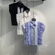 Lace-Embroidered Patchwork Blouse