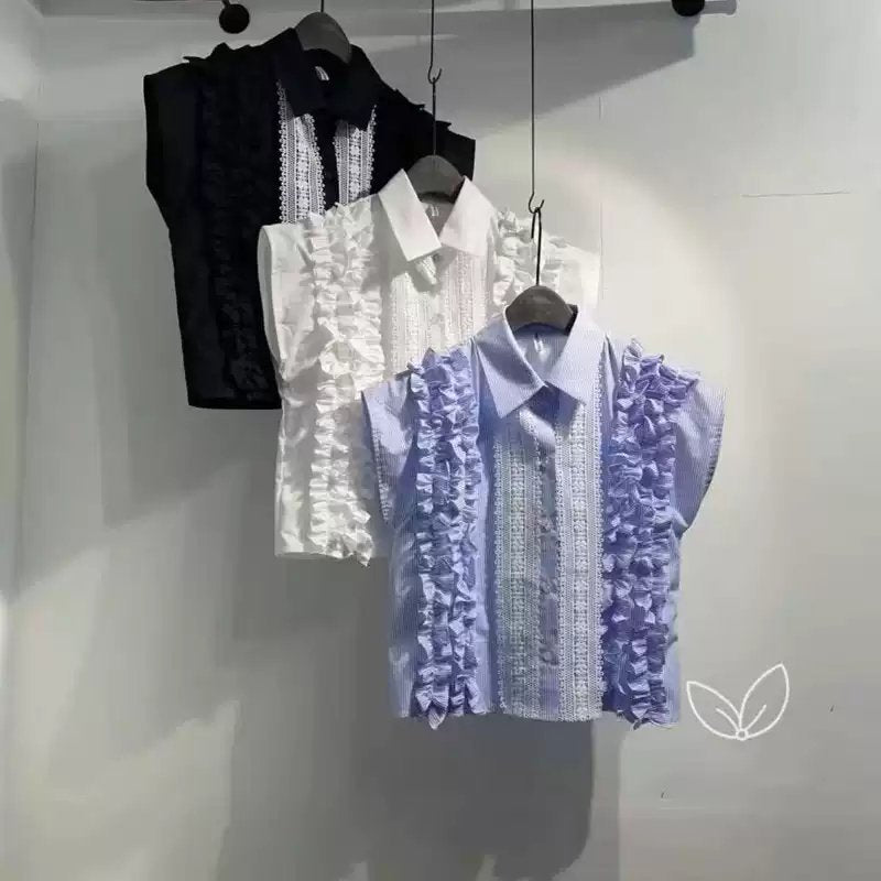 Lace-Embroidered Patchwork Blouse