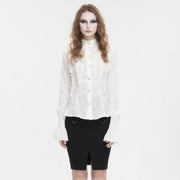 Medieval Pleated Blouse for Women - Elegant White or Black Top