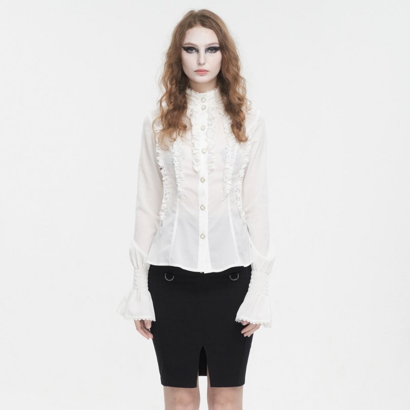 Medieval Pleated Blouse for Women - Elegant White or Black Top