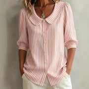 Commuter's Chic V-Neck Striped Blouse