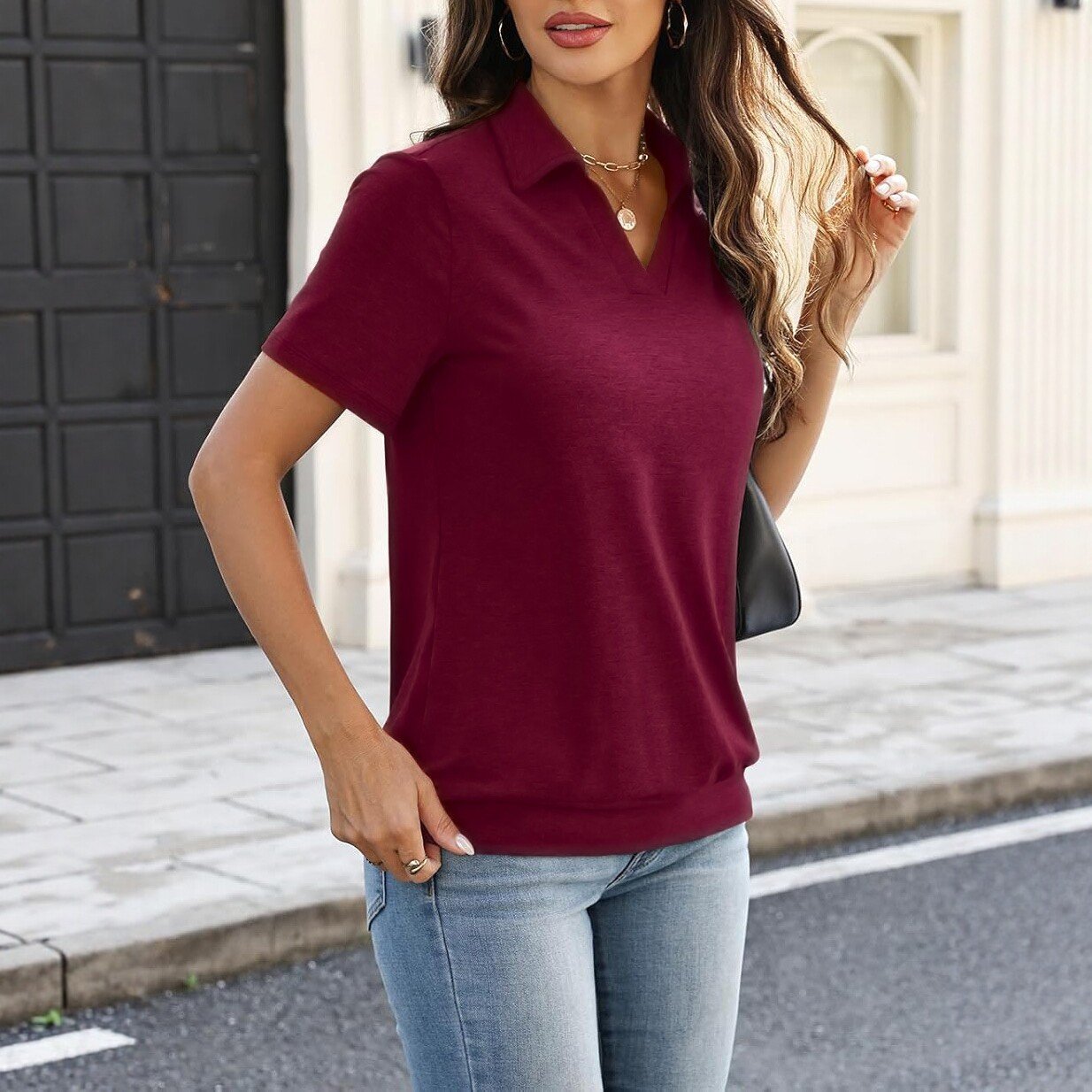 Elegant Solid-Color Short-Sleeve Tops for Women