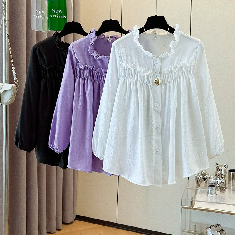 Cozy Plus Size Ruffle Top for Early Autumn