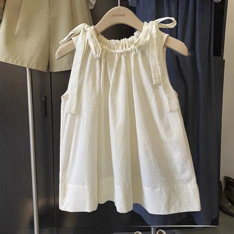 Women's Solid Color Drawstring Sleeveless Shirt