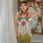 Vintage Green Geometric Camisole Top