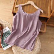Timeless Women's Cotton-Linen Top with Spaghetti Straps