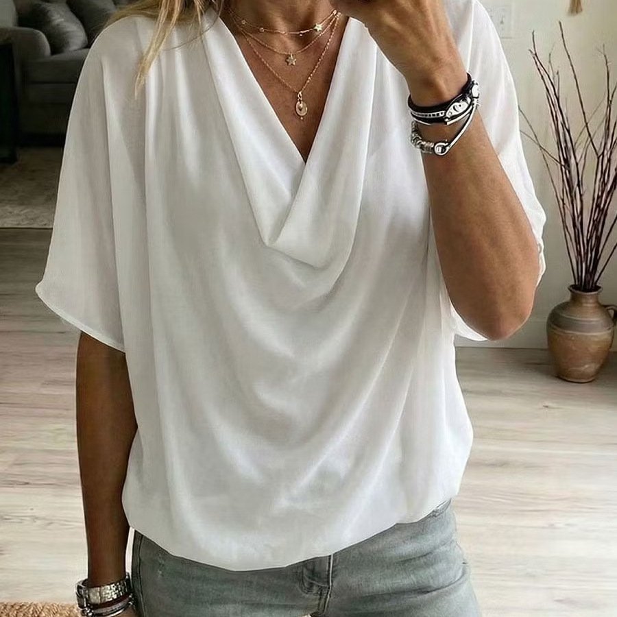Elegant Loose-fit Batwing-sleeve Tops for Women